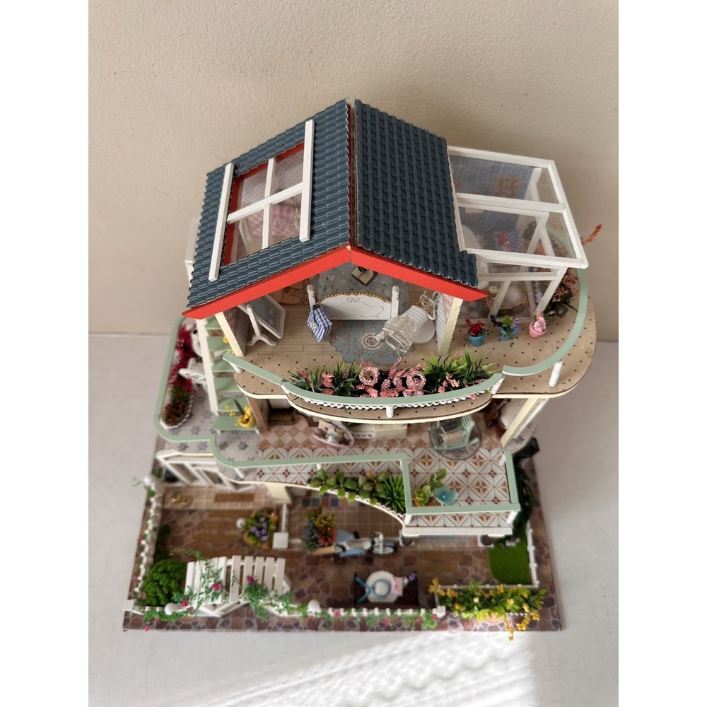 Built DIY Miniature Dollhouse Countryside Estate 3-Story Villa Model Light Up - Picture 3 of 16